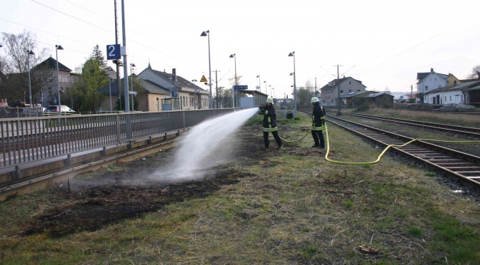 Ablöschen eines Flächenbrandes am Bahnhof Neustadt